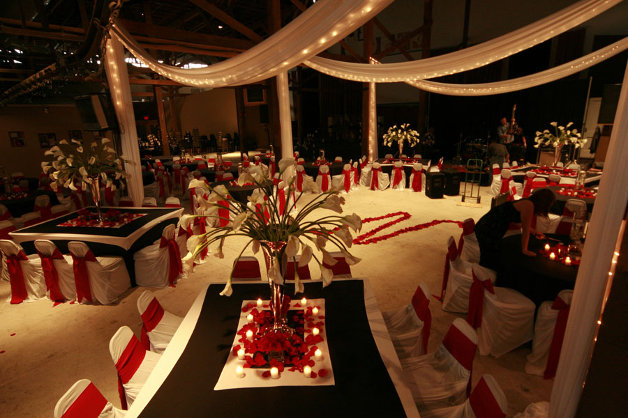 Red winter wedding centerpieces