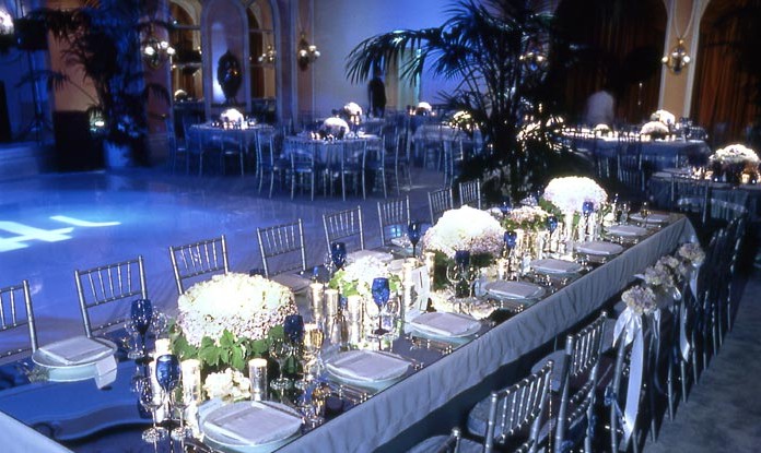 Old Hollywood Glamour Silver Navy Blue Wedding