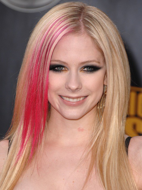 red hair with pink streaks. hot pink highlights.