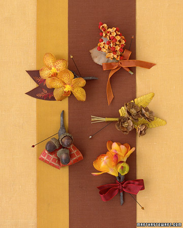 Fall Wedding Boutonnieres Incorporate the shades and symbols of autumn into 